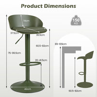 Set of 2 Adjustable Swivel Bar Stools with Back and Footrest