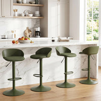 Set of 2 Adjustable Swivel Bar Stools with Back and Footrest