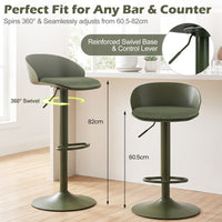Set of 2 Adjustable Swivel Bar Stools with Back and Footrest