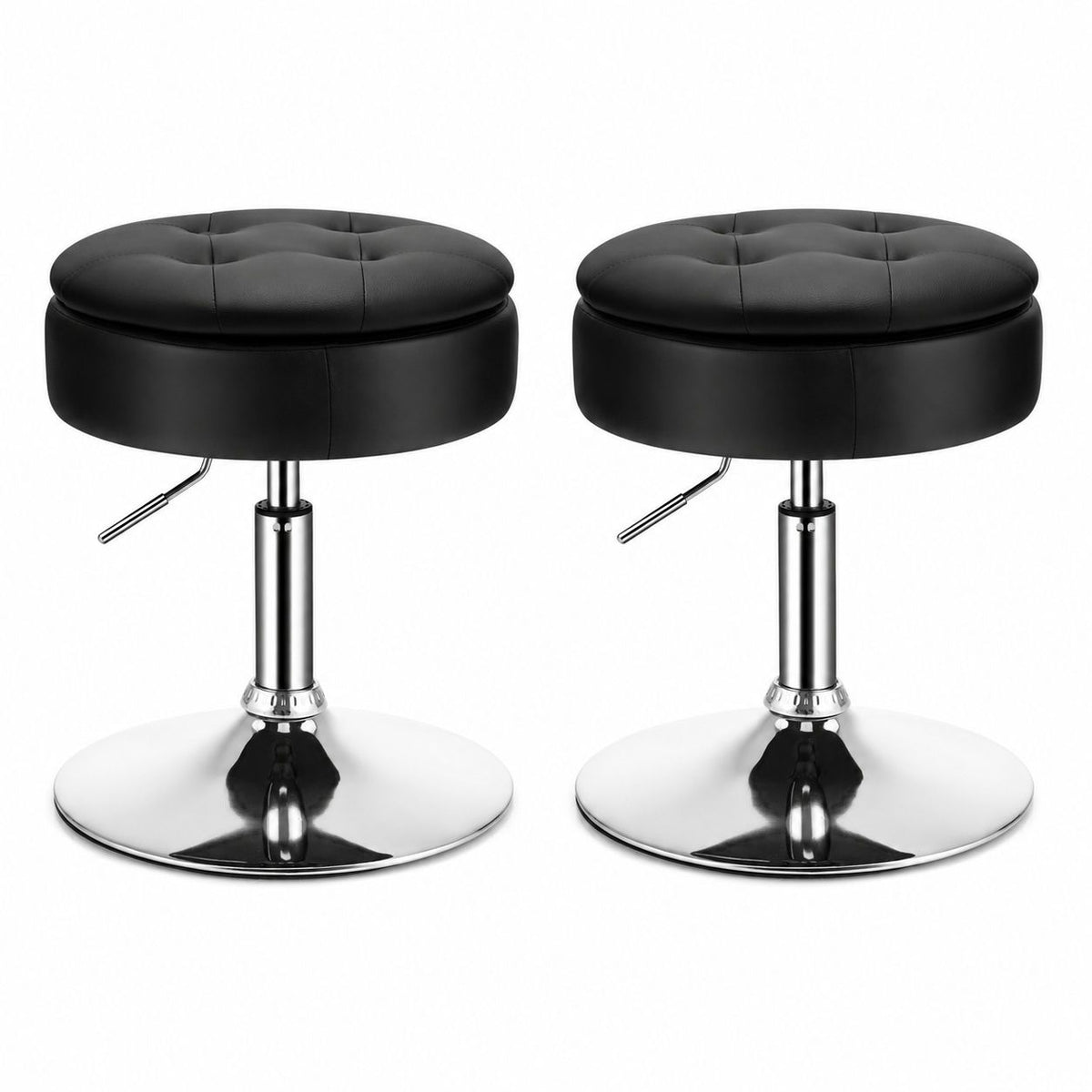 Giantex Vanity Stool with Storage, 360° Swivel PU Leather Vanity Chair, 50-66cm Height Adjustable Makeup Stool