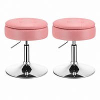 Giantex Vanity Stool with Storage, 360° Swivel PU Leather Vanity Chair, 50-66cm Height Adjustable Makeup Stool