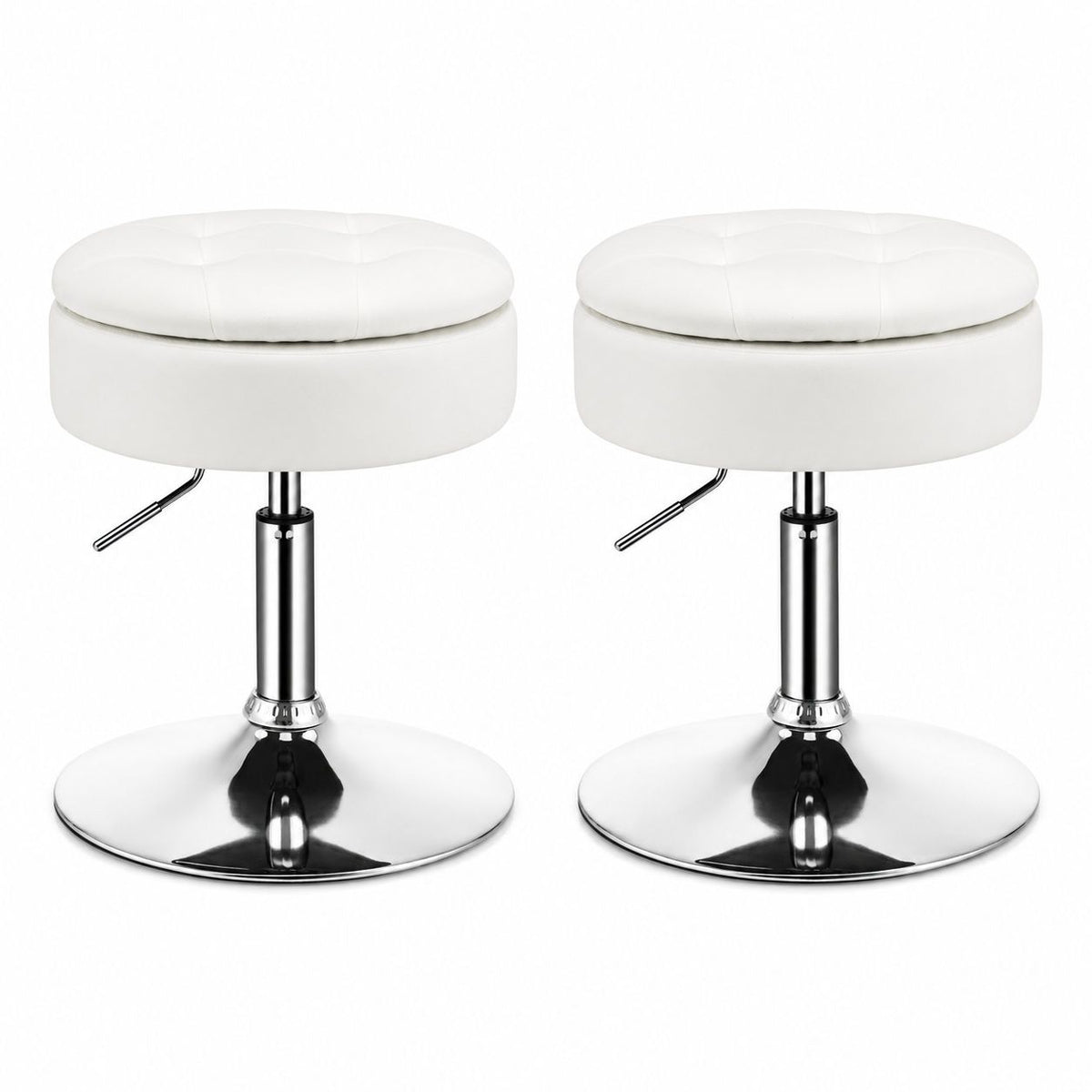 Giantex Vanity Stool with Storage, 360° Swivel PU Leather Vanity Chair, 50-66cm Height Adjustable Makeup Stool