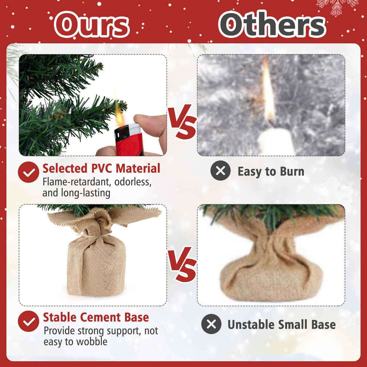 Set of 3 Pre-lit Artificial Christmas Trees 90/120/150cm Potted Pencil Xmas Trees with 415 Branch Tips