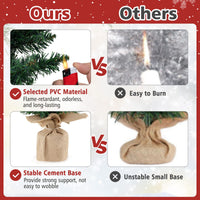 Set of 3 Pre-lit Artificial Christmas Trees 90/120/150cm Potted Pencil Xmas Trees with 415 Branch Tips