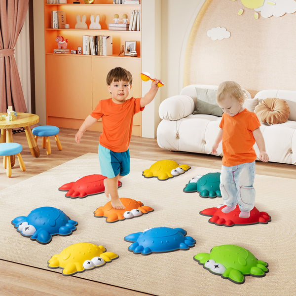 Set of 9 Crab-Themed Balance Stones with Anti-Slip Rubber Ring