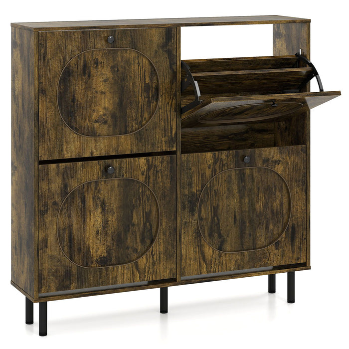 Shoe Storage Cabinet with 4 Flip Drawers for Entryway