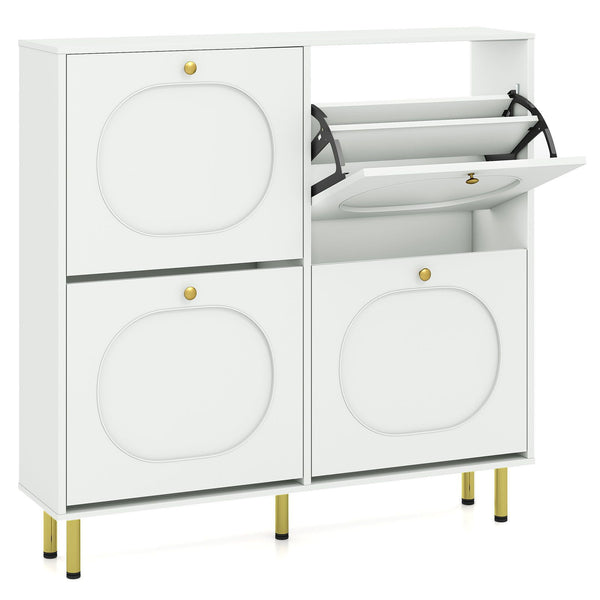 Shoe Storage Cabinet with 4 Flip Drawers for Entryway