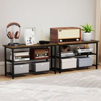 80 cm Shoe Storage Bench with Metal Slat Shelves and Long Wooden Seat