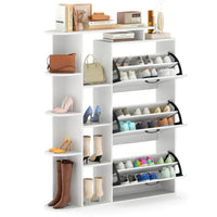 Shoe Storage Cabinet Freestanding Shoe Organizer with 3 Flip Drawers