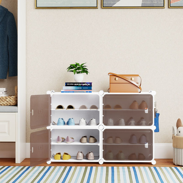 2/3/4/5 Tier Shoe Storage Cabinet with Removable Shelves and Magnetic Doors