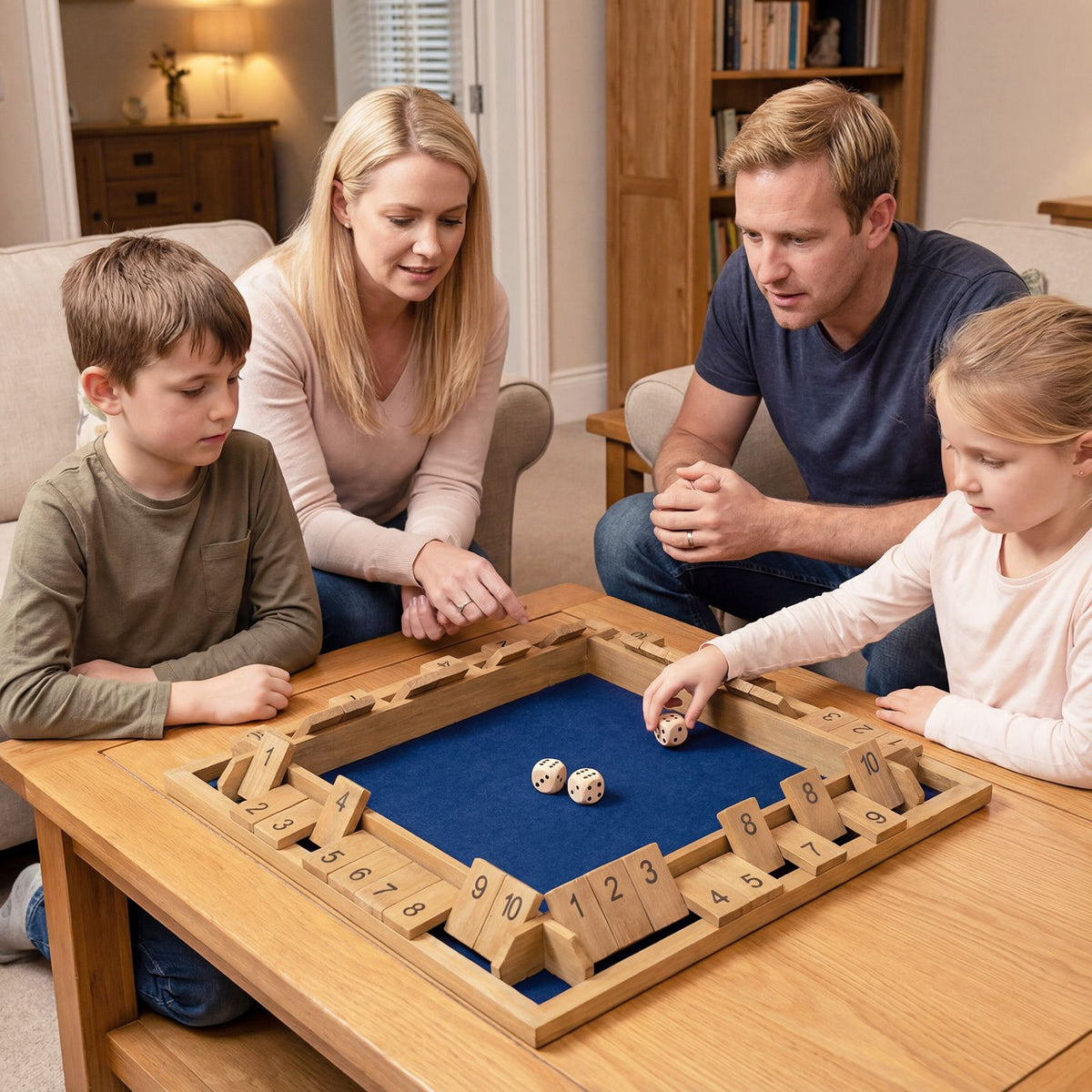 24 Inch Shut The Box Game with 10 Numbers for 2-4 Players