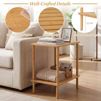 Side Table Set of 2 with Storage Shelves for Living Room and Reception Room