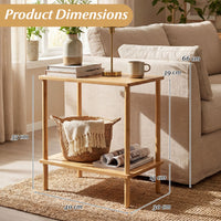 Side Table Set of 2 with Storage Shelves for Living Room and Reception Room