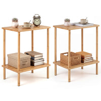 Side Table Set of 2 with Storage Shelves for Living Room and Reception Room