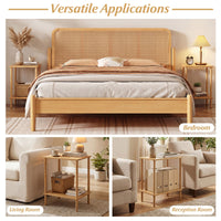 Side Table Set of 2 with Storage Shelves for Living Room and Reception Room