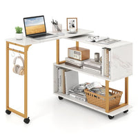 360° Rotating Sofa Side Table with Storage Bookcase and Hooks for Small Spaces