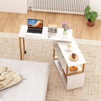 360° Rotating Sofa Side Table with Storage Bookcase and Hooks for Small Spaces