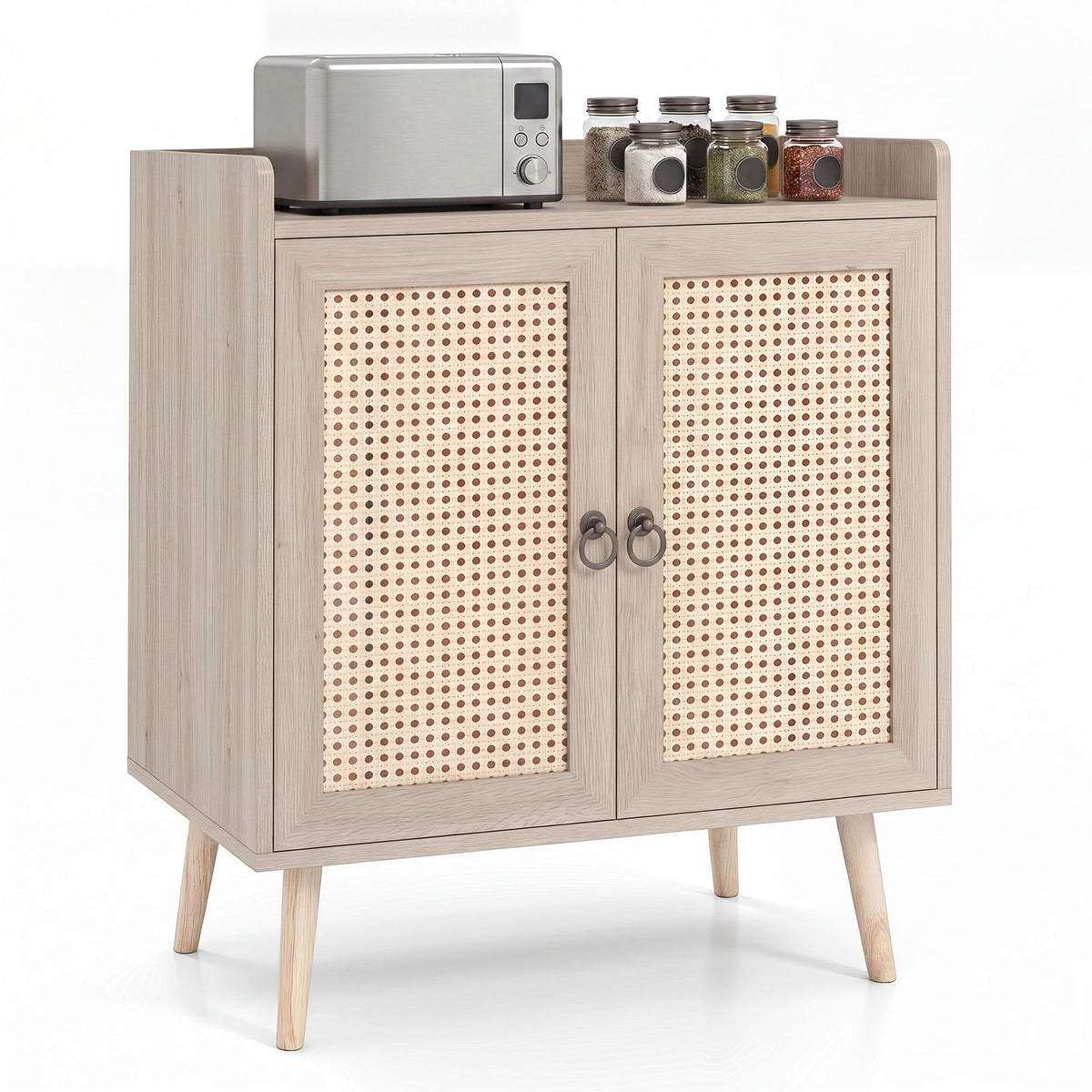 Giantex Sideboard Buffet Cabinet, Rattan Coffee Bar Cabinet with 2 Doors