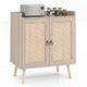 Giantex Sideboard Buffet Cabinet, Rattan Coffee Bar Cabinet with 2 Doors