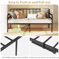 Single Size Metal Daybed Heavy-duty Sofa Bed Frame with Pop up Trundle