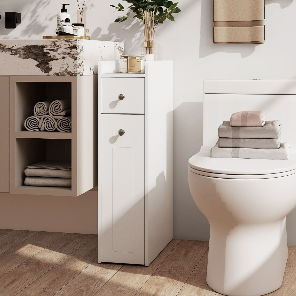 Slim Bathroom Storage Cabinet Space-saving Toilet Side Cabinet