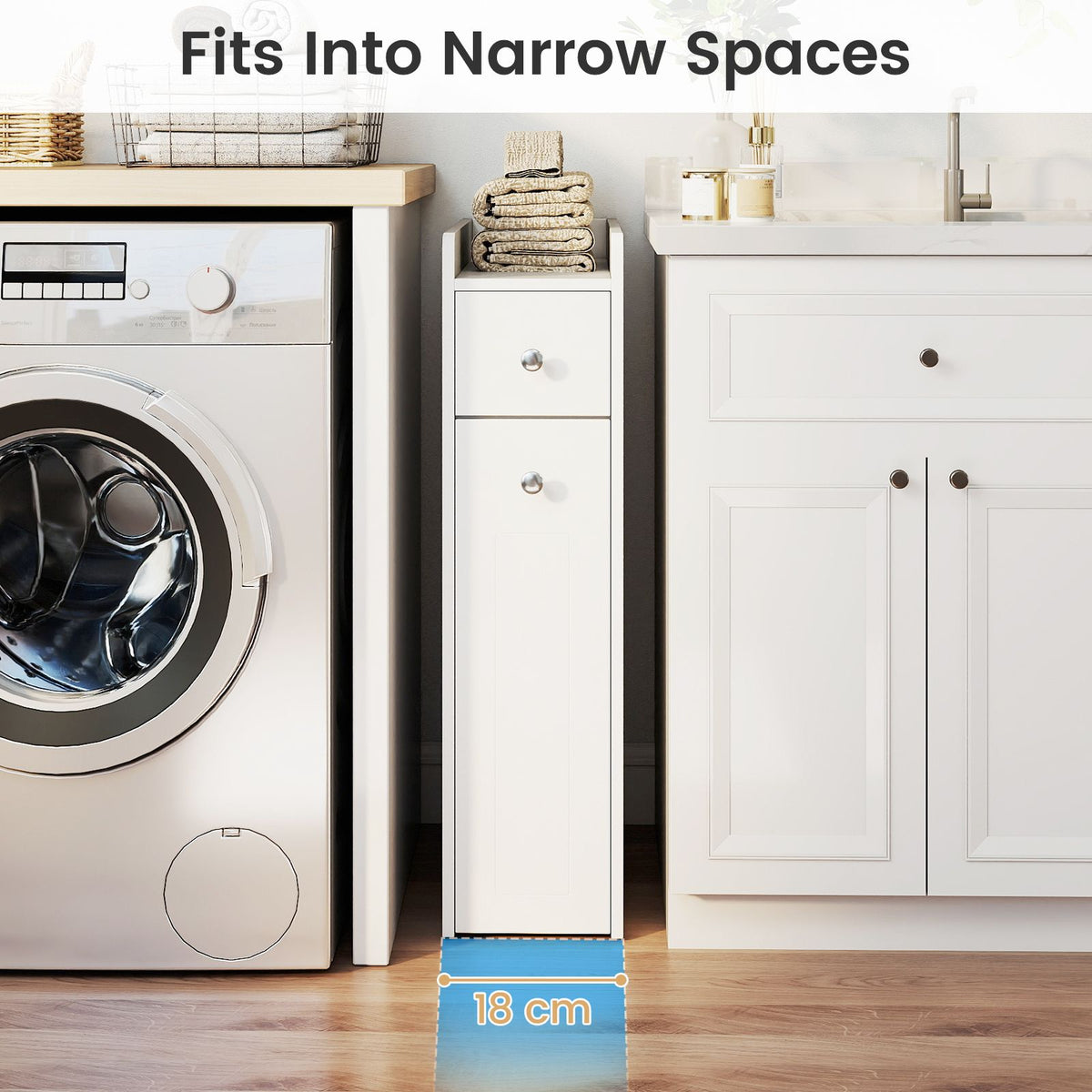 Slim Bathroom Storage Cabinet Space-saving Toilet Side Cabinet