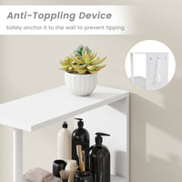 Slim Storage Cabinet with Open Shelves and Pull-out Drawer for Living Room and Bathroom