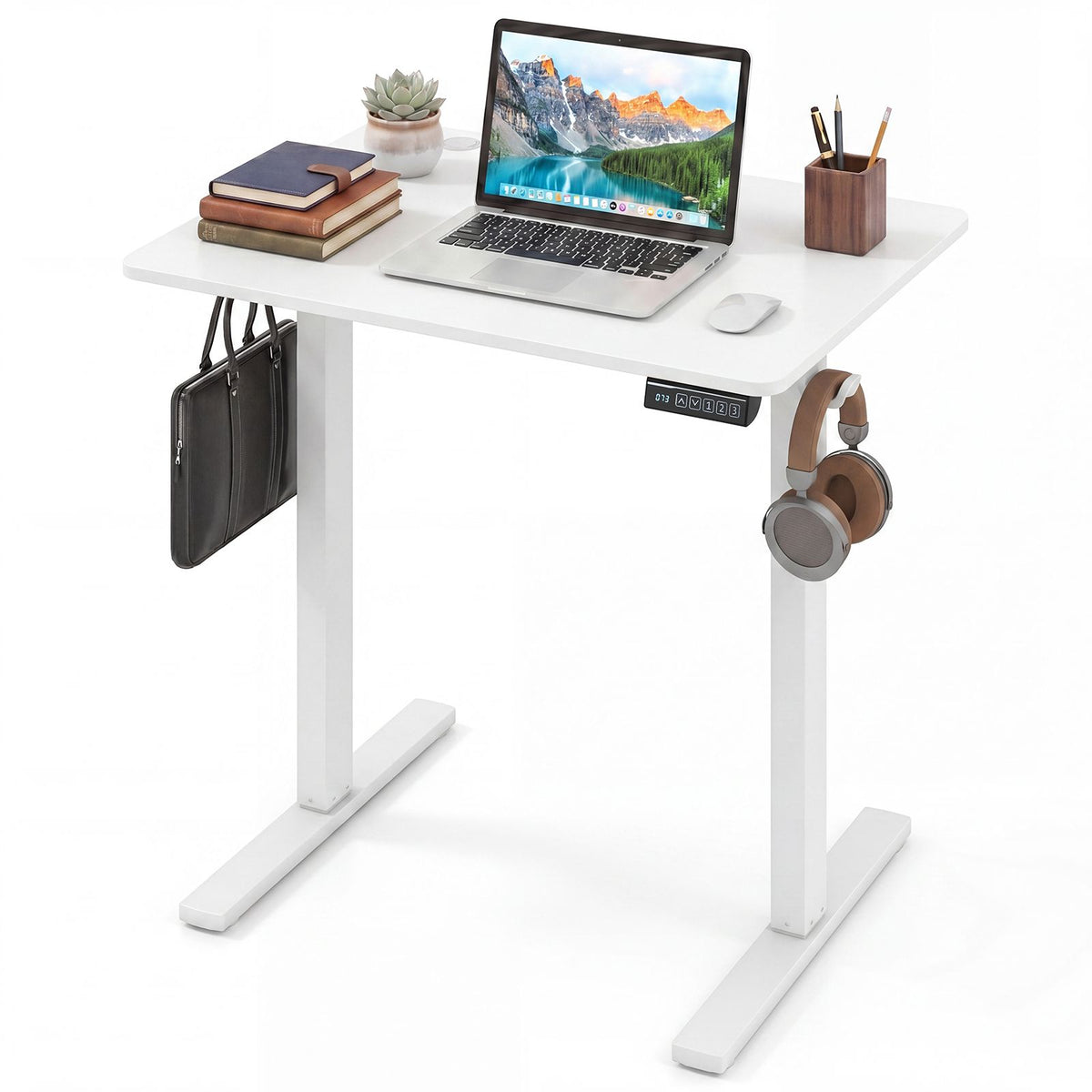 Small Electric Standing Desk 80x60 cm Height Adjustable with 3 Memory Settings