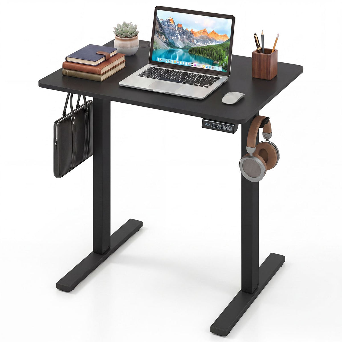 Small Electric Standing Desk 80x60 cm Height Adjustable with 3 Memory Settings