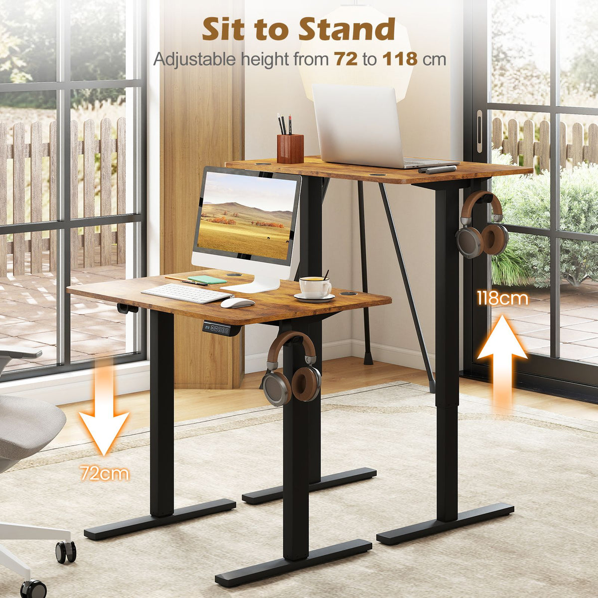 Small Electric Standing Desk 80x60 cm Height Adjustable with 3 Memory Settings