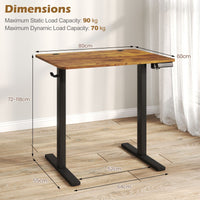 Small Electric Standing Desk 80x60 cm Height Adjustable with 3 Memory Settings