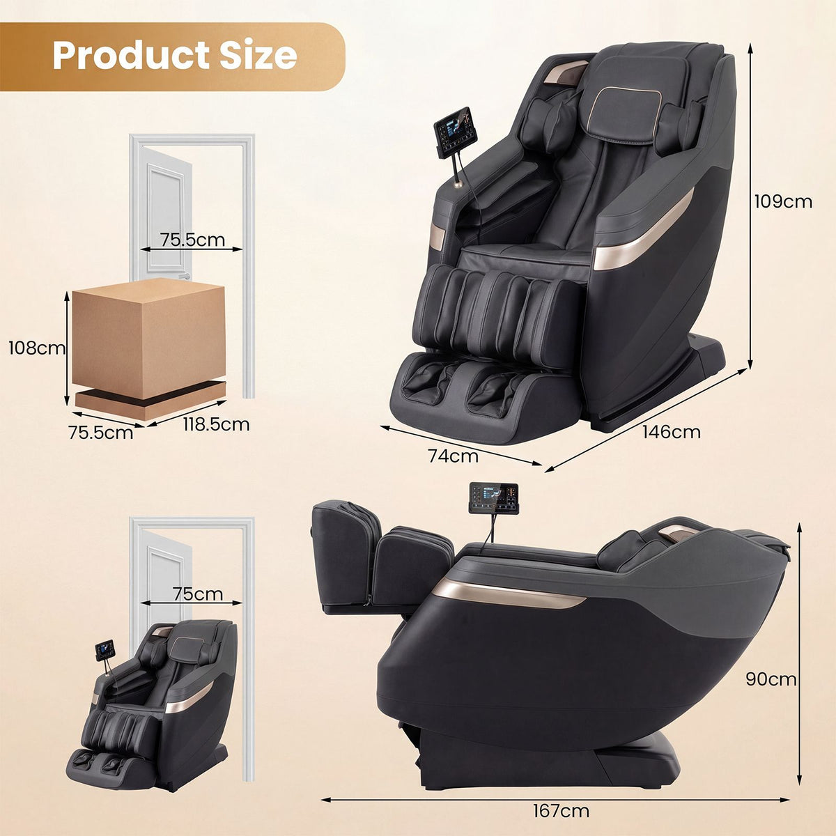 2027 Upgraded Soothe 57 Full Body Massage Chair with Waist Heating Function Airbags Foot Rollers