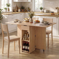 Space Saving Kitchen Table Drop Leaf with 2 Open Shelves and Drawer for Dining Room