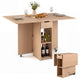 Space Saving Kitchen Table Drop Leaf with 2 Open Shelves and Drawer for Dining Room