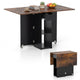Space Saving Kitchen Table Drop Leaf with 2 Open Shelves and Drawer for Dining Room