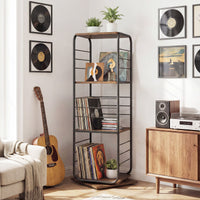 4-Tier 360° Spinning Bookcase Tower with Metal Frame