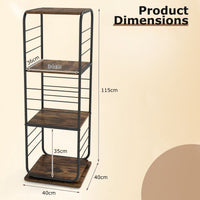 4-Tier 360° Spinning Bookcase Tower with Metal Frame