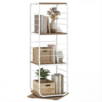 4-Tier 360° Spinning Bookcase Tower with Metal Frame