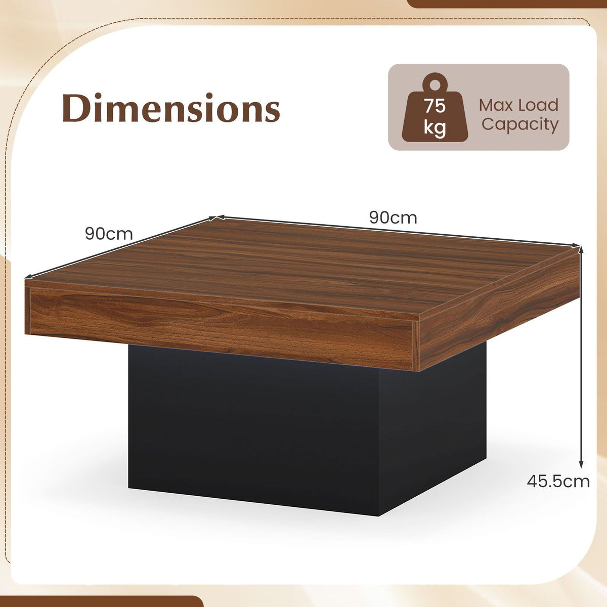Square Coffee Table with Remote and 21 Dynamic Modes for Living Room