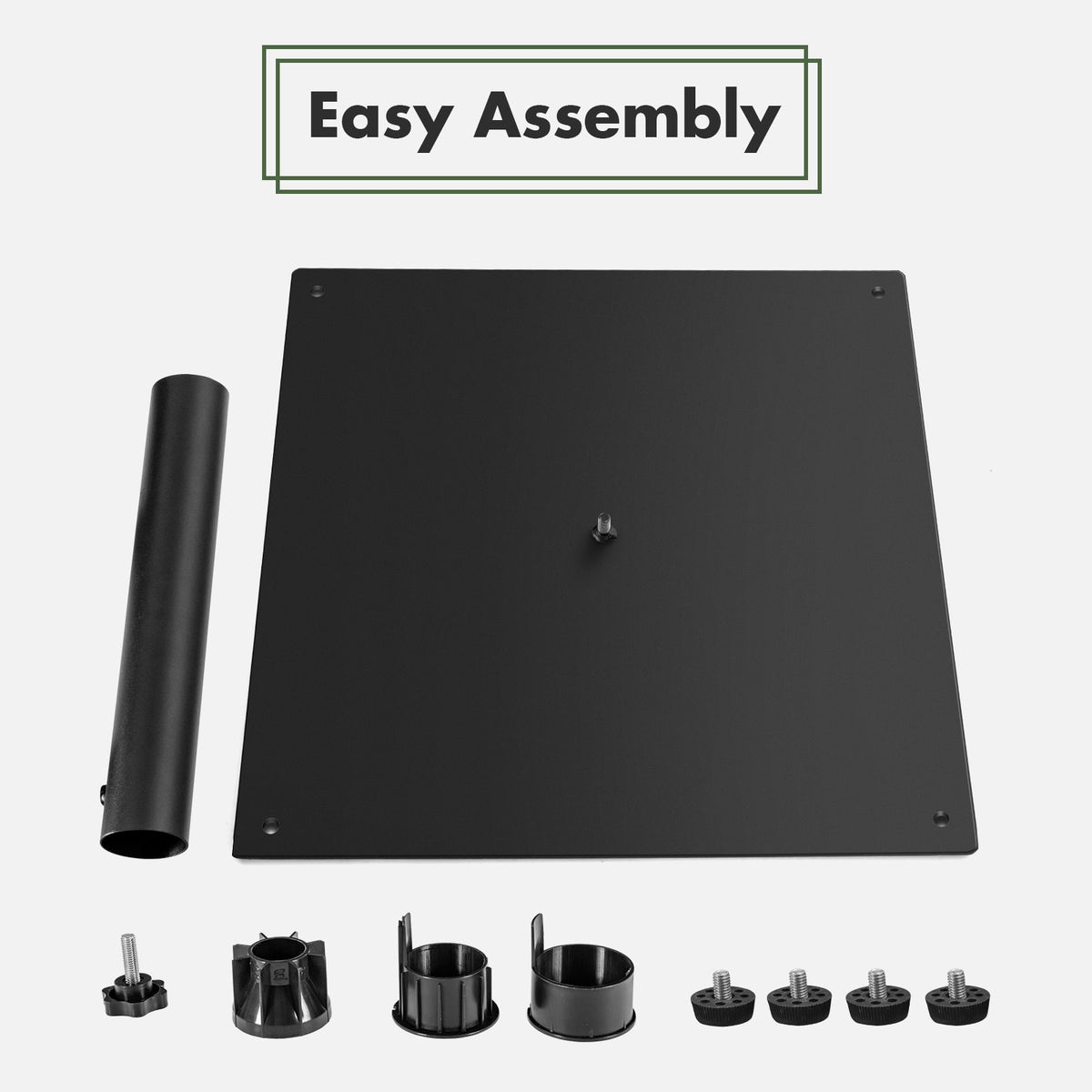 Square Outdoor Market Umbrella Base Stand With 4 Adjustable Footpads