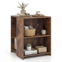 Square Sofa Side Table with Open Storage Shelves for Living Room and Bedroom
