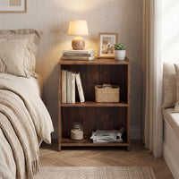 Square Sofa Side Table with Open Storage Shelves for Living Room and Bedroom