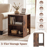 Square Sofa Side Table with Open Storage Shelves for Living Room and Bedroom