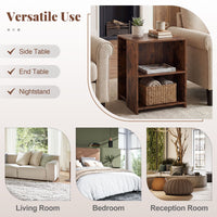 Square Sofa Side Table with Open Storage Shelves for Living Room and Bedroom