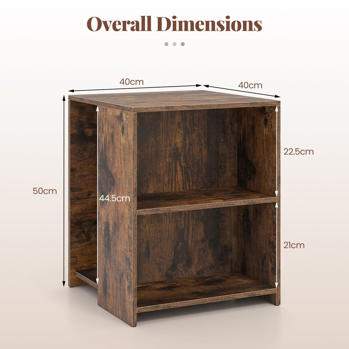 Square Sofa Side Table with Open Storage Shelves for Living Room and Bedroom