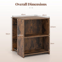 Square Sofa Side Table with Open Storage Shelves for Living Room and Bedroom