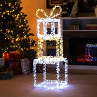Stacked Lighted Gift Boxes with Warm White and Cold White LED Lights