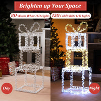 Stacked Lighted Gift Boxes with Warm White and Cold White LED Lights