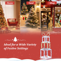 Stacked Lighted Gift Boxes with Warm White and Cold White LED Lights