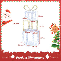 Stacked Lighted Gift Boxes with Warm White and Cold White LED Lights